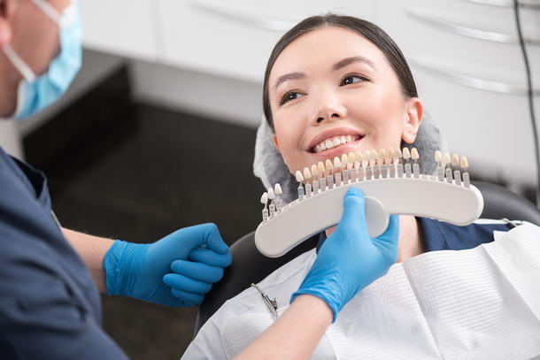 A woman at the dentist