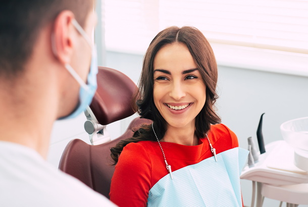 Woman in a dental chair